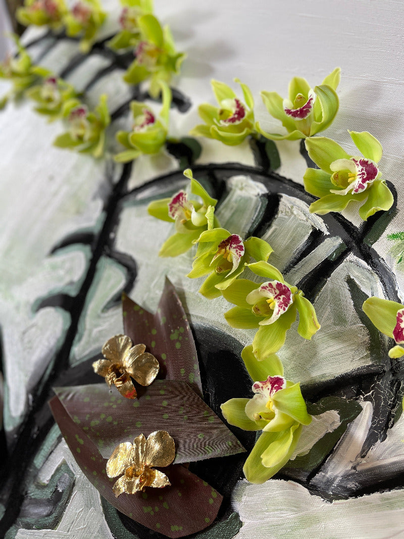 Gold Electroplated Orchid Clip-On Earrings