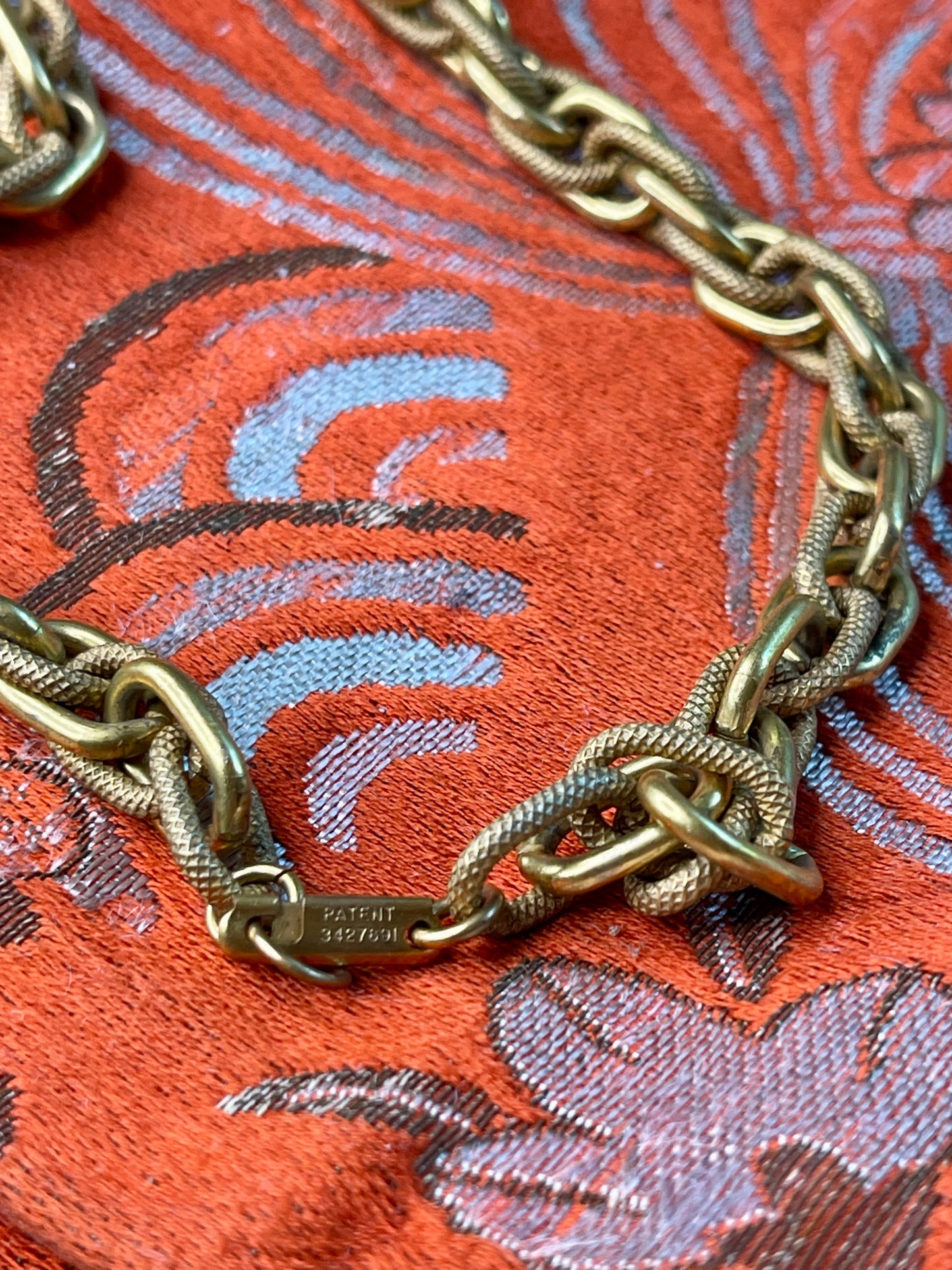 Larry Vrba for Miriam Haskell 1970s Jade & Gold Tone Necklace