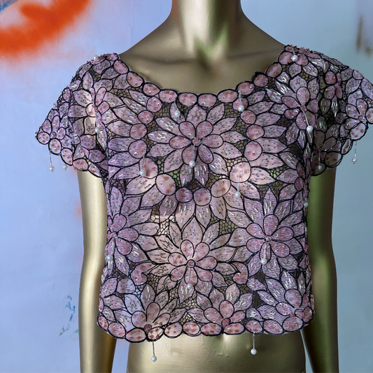 1920s Jazz Age Beadwork Netted Crop Top-sold