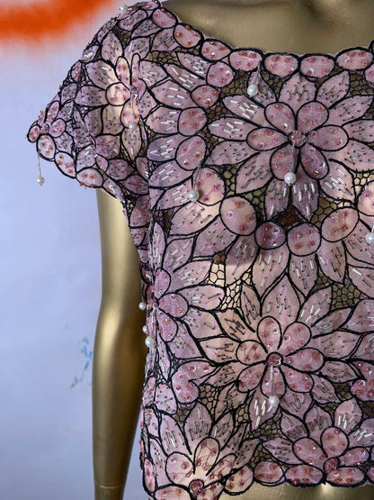 1920s Jazz Age Beadwork Netted Crop Top-sold
