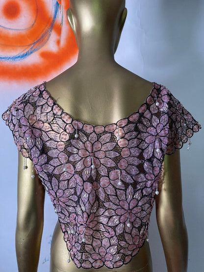 1920s Jazz Age Beadwork Netted Crop Top-sold