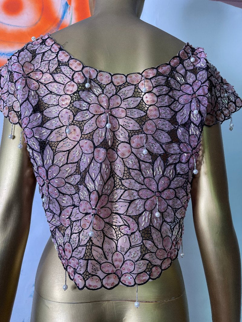 1920s Jazz Age Beadwork Netted Crop Top-sold