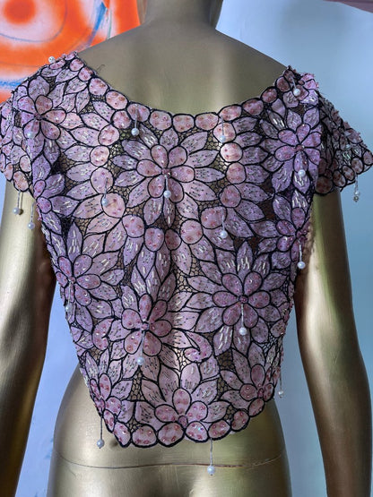 1920s Jazz Age Beadwork Netted Crop Top-sold
