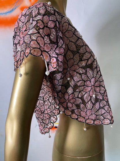 1920s Jazz Age Beadwork Netted Crop Top-sold