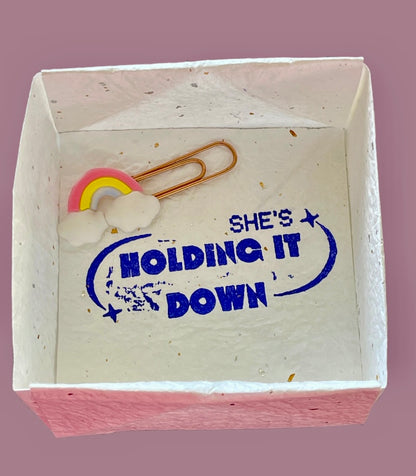 sold out-She's Holding It Down! Paperweight & Desk Set