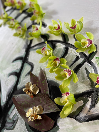 Gold Electroplated Orchid Clip-On Earrings